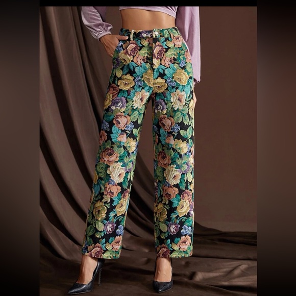 Floral print jacquard fabric pant - Picture 3 of 3